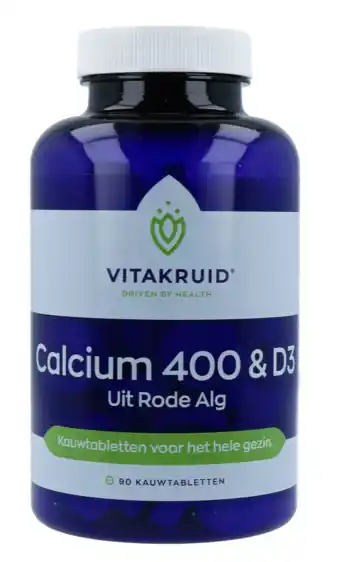 De Online Drogist Vitakruid calcium 400 & d3 uit rode alg kauwtabletten 100ktb aanbieding