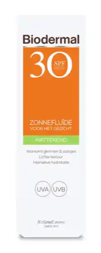 De Online Drogist Biodermal zonnefluïde gezicht - matterend spf30 40ml aanbieding