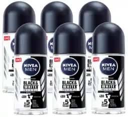 De Online Drogist Nivea men black & white invisible original roll-on voordeelverpakking 6x50ml aanbieding