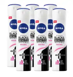 De Online Drogist Nivea black & white invisible original deodorant spray voordeelverpakking 6x150ml aanbieding