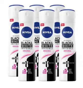 De Online Drogist Nivea black & white invisible original deodorant spray voordeelverpakking 6x150ml aanbieding