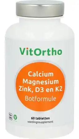 De Online Drogist Vitortho calcium magnesium zink, d3 en k2 tabletten 60tb aanbieding