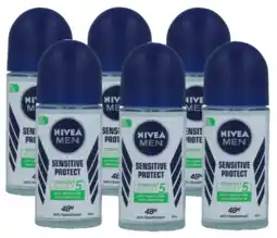 De Online Drogist Nivea men sensitive protect roll-on voordeelverpakking 6x50ml aanbieding