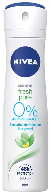 De Online Drogist Nivea fresh pure deodorant spray 150ml aanbieding