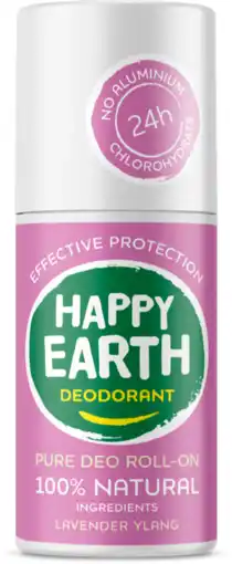 De Online Drogist Happy earth 100% natuurlijke deo roll-on lavender ylang 75ml aanbieding