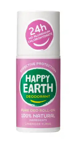 De Online Drogist Happy earth 100% natuurlijke deo roll-on lavender ylang 75ml aanbieding