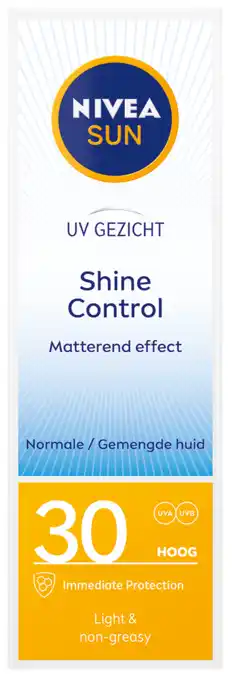 De Online Drogist Nivea sun shine control gezichtszonnecrème spf30 50ml aanbieding