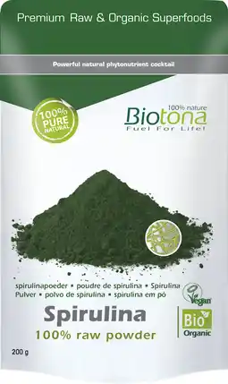 De Online Drogist Biotona spirulina powder raw 200gr aanbieding