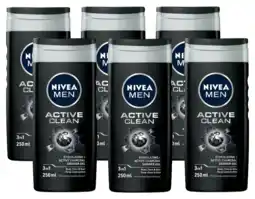 De Online Drogist Nivea men active clean shower gel voordeelverpakking 6x250ml aanbieding