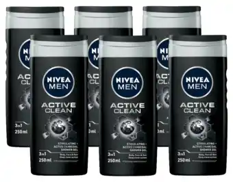 De Online Drogist Nivea men active clean shower gel voordeelverpakking 6x250ml aanbieding