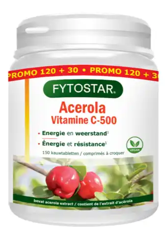 De Online Drogist Fytostar acerola c-500 vitamine c kauwtabletten 150ktb aanbieding