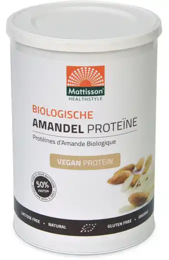 De Online Drogist Mattisson healthstyle biologische amandel proteïne 350gr aanbieding