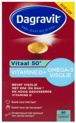 De Online Drogist Dagravit vitaal 50+ vitamine d + omega-3 visolie capsules 90cp aanbieding