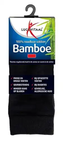 De Online Drogist Lucovitaal bamboe lange sokken zwart 39-42 1pr aanbieding