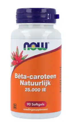 De Online Drogist Now bèta-caroteen natuurlijk 25.000 ie softgels 90st aanbieding