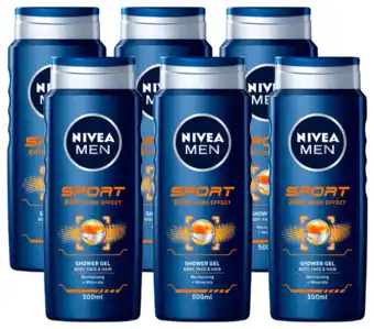 De Online Drogist Nivea men sport shower gel voordeelverpakking 6x500ml aanbieding