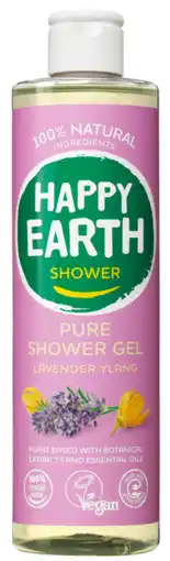 De Online Drogist Happy earth 100% natuurlijke shower gel lavender ylang 300ml aanbieding