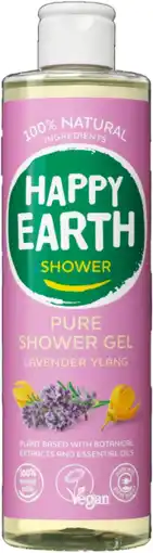 De Online Drogist Happy earth 100% natuurlijke shower gel lavender ylang 300ml aanbieding