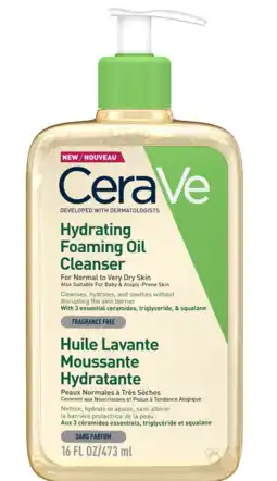 De Online Drogist Cerave hydrating foaming oil cleanser - voor normale tot (zeer) droge huid - voor gezicht en lichaam 473ml aanbieding