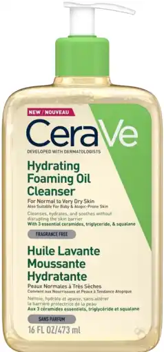 De Online Drogist Cerave hydrating foaming oil cleanser - voor normale tot (zeer) droge huid - voor gezicht en lichaam 473ml aanbieding