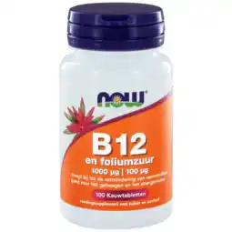 De Online Drogist Now b12 1000mcg en foliumzuur kauwtabletten 100st aanbieding