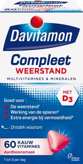 De Online Drogist Davitamon compleet weerstand kauwvitamines aardbei 60tb aanbieding