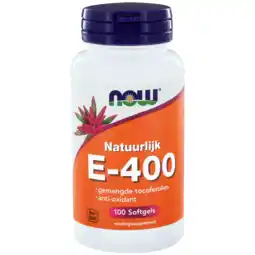 De Online Drogist Now e-400 gemengde tocoferolen softgels 100st aanbieding