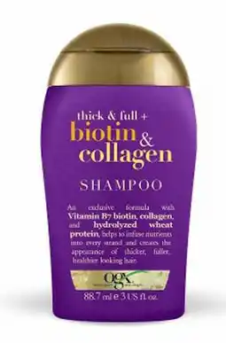 De Online Drogist Ogx mini shampoo thick & full biotin & collagen 89ml aanbieding