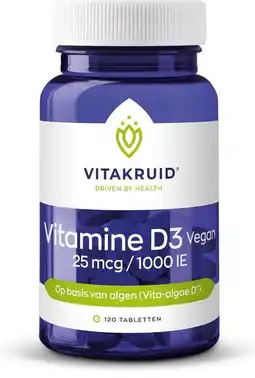 De Online Drogist Vitakruid vitamine d3 vegan 25 mcg tabletten 120tb aanbieding