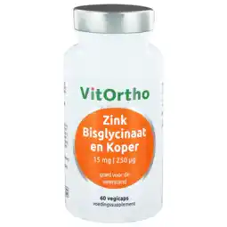 De Online Drogist Vitortho zink bisglycinaat en koper capsules 60vcp aanbieding