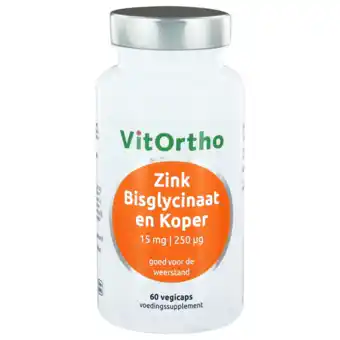 De Online Drogist Vitortho zink bisglycinaat en koper capsules 60vcp aanbieding