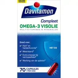 De Online Drogist Davitamon compleet omega-3 visolie plus capsules 70cp aanbieding
