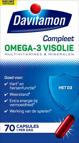 De Online Drogist Davitamon compleet omega-3 visolie plus capsules 70cp aanbieding