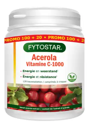 De Online Drogist Fytostar vitamine c 1000 acerola kauwabletten 120ktb aanbieding