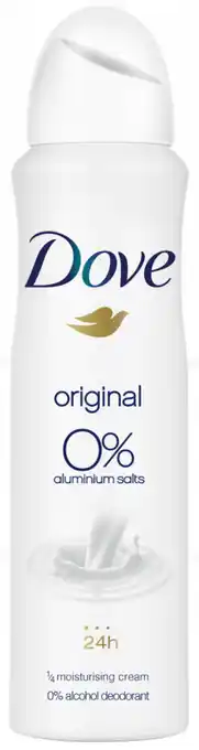 De Online Drogist Dove original 0% deodorant spray 150ml aanbieding