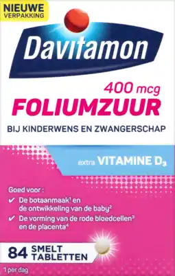 De Online Drogist Davitamon foliumzuur met vitamine d3 smelttabletten 84tb aanbieding