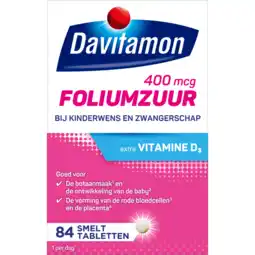 De Online Drogist Davitamon foliumzuur met vitamine d3 smelttabletten 84tb aanbieding