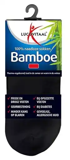 De Online Drogist Lucovitaal bamboe enkelsokken zwart 39-42 1pr aanbieding