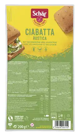 De Online Drogist Schar ciabatta broodjes rustica glutenvrij 200gr aanbieding