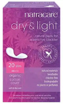 De Online Drogist Natracare dry & light incontinentieverband slim 20st aanbieding