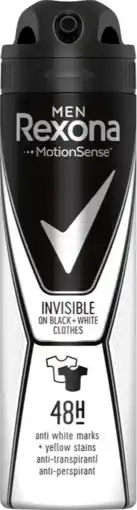 De Online Drogist Rexona men invisible on black + white clothes aerosol anti-transpirant 150ml aanbieding