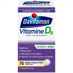 De Online Drogist Davitamon vitamine d 400ie smelttabletten citroen 75tb aanbieding