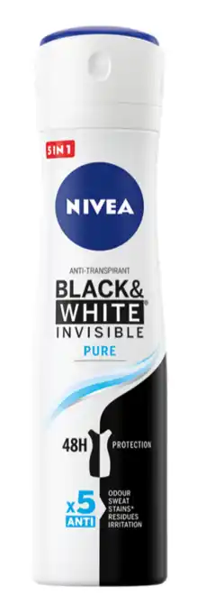 De Online Drogist Nivea black & white invisible pure deodorant spray 150ml aanbieding