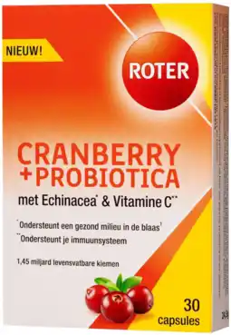 De Online Drogist Roter cranberry & probiotica capsules 30cp aanbieding