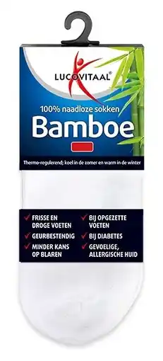 De Online Drogist Lucovitaal bamboe enkelsokken wit 35-38 1pr aanbieding