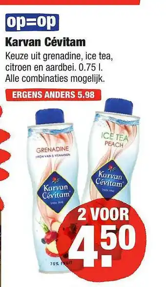 ALDI Karvan Cévitam Grenadine, Ice Tea, Citroen En Aardbei aanbieding