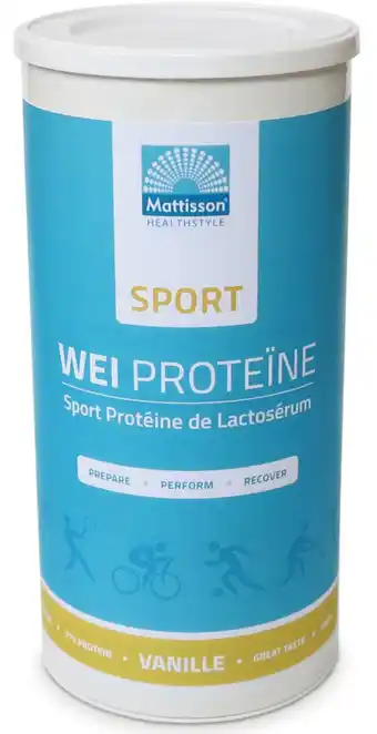 De Online Drogist Mattisson healthstyle sport wei proteïne poeder vanille 450gr aanbieding