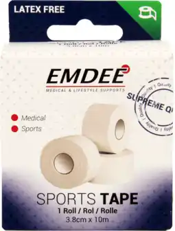 De Online Drogist Emdee sporttape wit 1st aanbieding