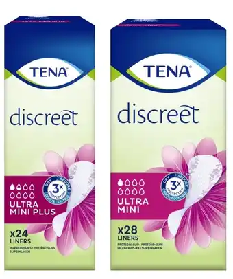 De Online Drogist Tena discreet ultra mini + mini plus inlegkruisjes combiverpakking 28st+24st aanbieding