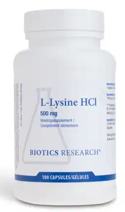 De Online Drogist Biotics l-lysine hci 500mg capsules 100cp aanbieding